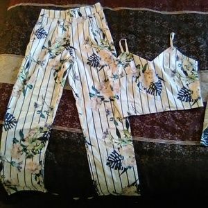 2-piece cute summer pant & crop top set